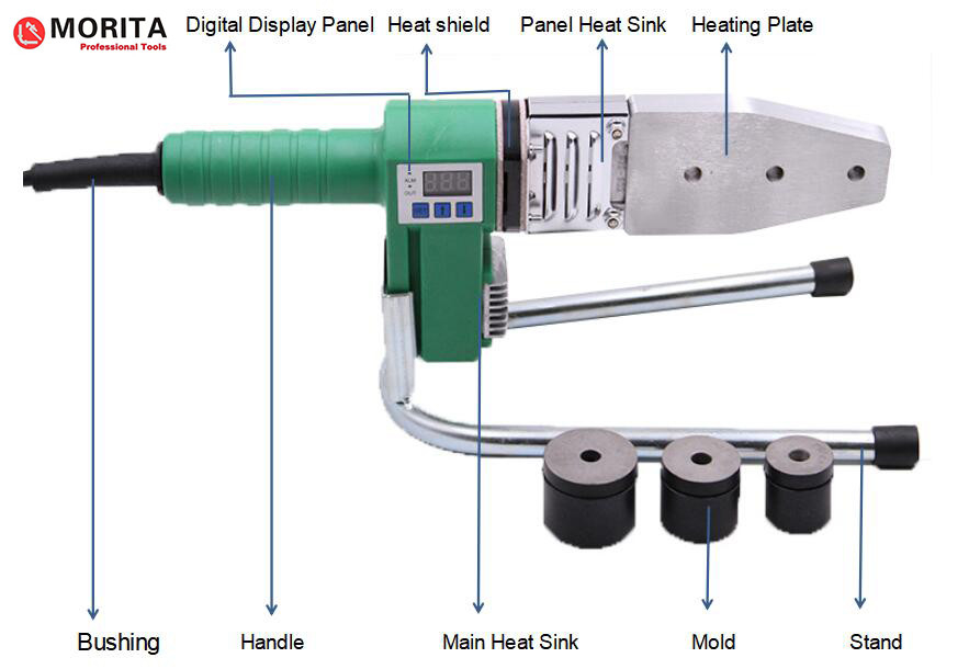 Il saldatore di plastica di fusione del tubo 20-25-32mm 800W/220V per i tubi di PPR, del PE, dei pp, di PVDF e del PB può saldare il tubo d'angolo