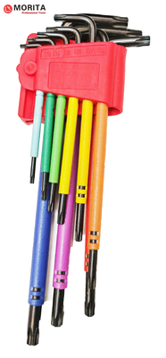 Serramenti e prese di corrente Multi Color Torx End Allen Key 9 Pce CR-V Acciaio T10-T50 Plastica colorata avvolta