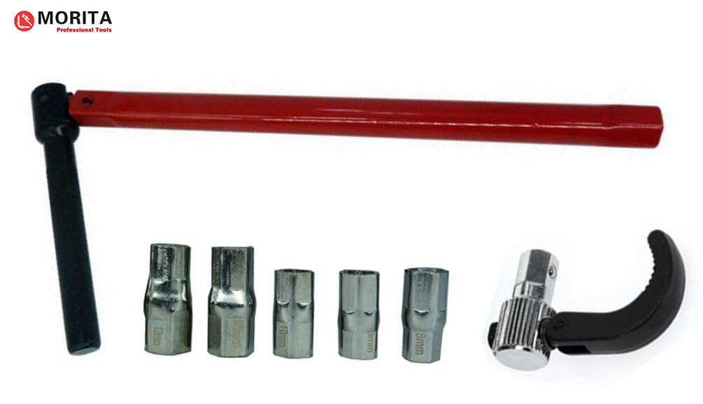 chiave per tubi chiave per vasca 260 mm per nocciolo di vasca teste alternative 9,10, 11, 14 mm Capacità di apertura da 15 mm a 32 mm rosso