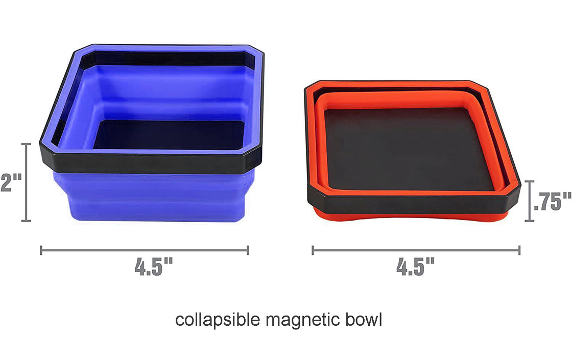 Ciotola magnetica pieghevole 120*120*50mm della gomma di silicone 4 bulloni, dadi, viti e parti disponibili delle tenute di colore