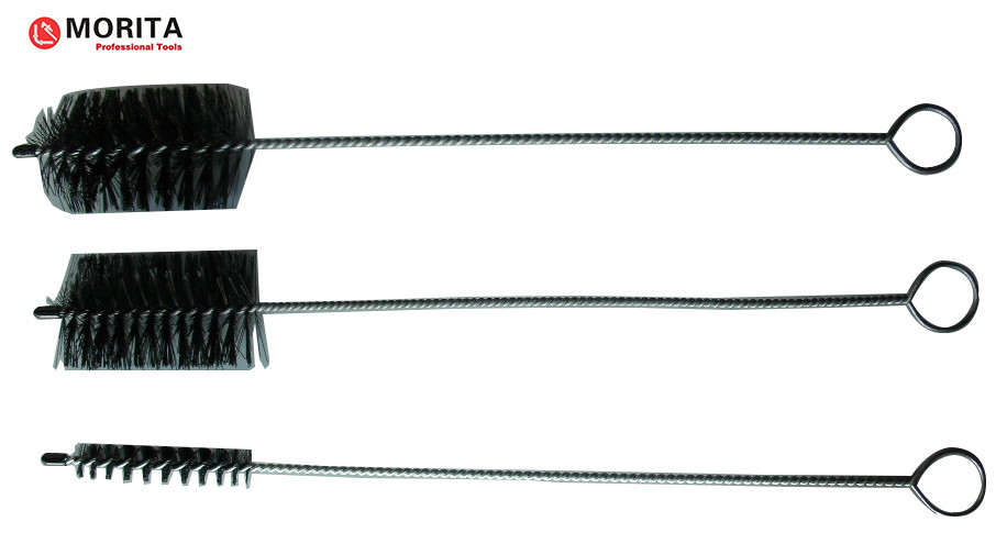 Spazzola per la pulizia del fumo 3 Pce 400mm Acciaio e Nylon Rotondo Ø52mm Rotondo Ø15mm Piatto 52*30mm Strumenti idraulici d'argento