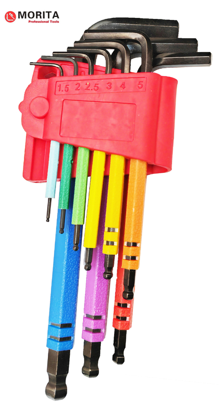 Serramenti e prese Multi Color Ball End Allen Key Set 9 Pce CR-V Steel Diamond Shaped Tips Design
