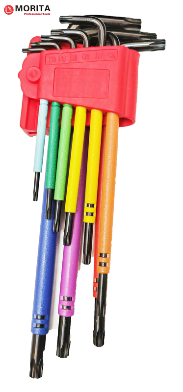 Serramenti e prese di corrente Multi Color Torx End Allen Key 9 Pce CR-V Acciaio T10-T50 Plastica colorata avvolta