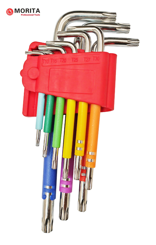 Serramenti e prese di corrente Multi Color Torx End Allen Key 9 Pce CR-V Acciaio T10-T50 Plastica colorata avvolta