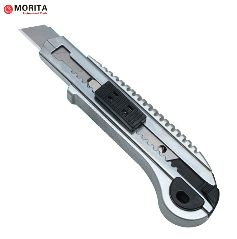 Snap Off Blade Utility Knife Alloy Steel &amp; ABS SK5 Spare Blades With Blade Lock System Sistema di blocco della lama senza utensili Sistema di cambio della lama