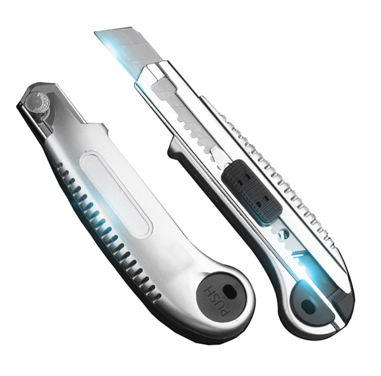 Snap Off Blade Utility Knife Alloy Steel &amp; ABS SK5 Spare Blades With Blade Lock System Sistema di blocco della lama senza utensili Sistema di cambio della lama